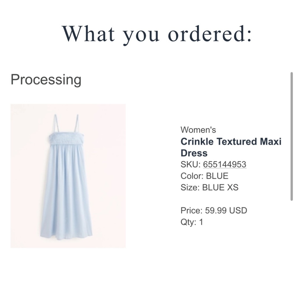 Abercrombie Blue Flowy Crinkle Textured Maxi Dress (BRAND NEW - TAGS DETACHED)